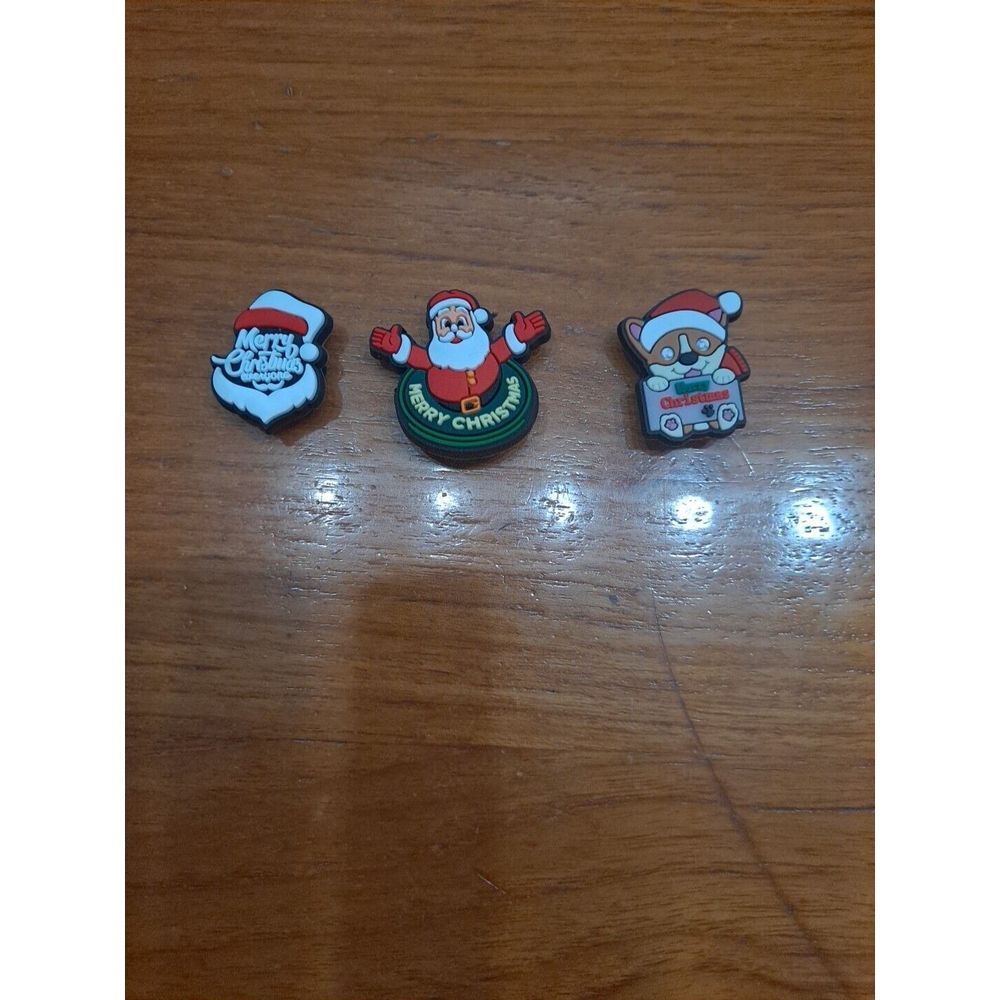 Lot Of 3 Christmas Holiday Themed Croc Charm Jibz Santa Merry Christmas